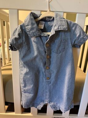 Carter's Light Blue Short-Sleeve Chambray Romper